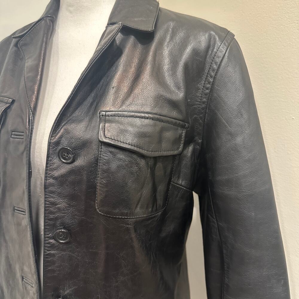 Vintage Y2K J. Crew Black Leather Shacket Minimalist Preppy Heritage Old‎ Money - Picture 7 of 16